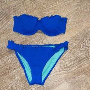 Victoria's Secret Blue Strapless Bikini 32B small